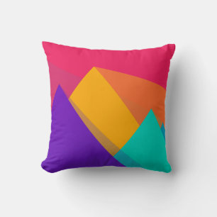 Brightly Coloured Geometric Triangles and Pyramids Throw Pillow