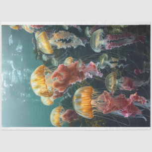 Brightly Coloured Jellyfish Decoupage Tissue Paper