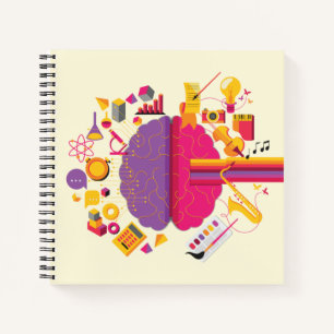 Brightly Coloured Left and Right Brain Notebook