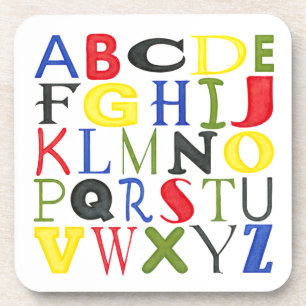 Brightly Coloured Letters by Megan Meagher Coaster