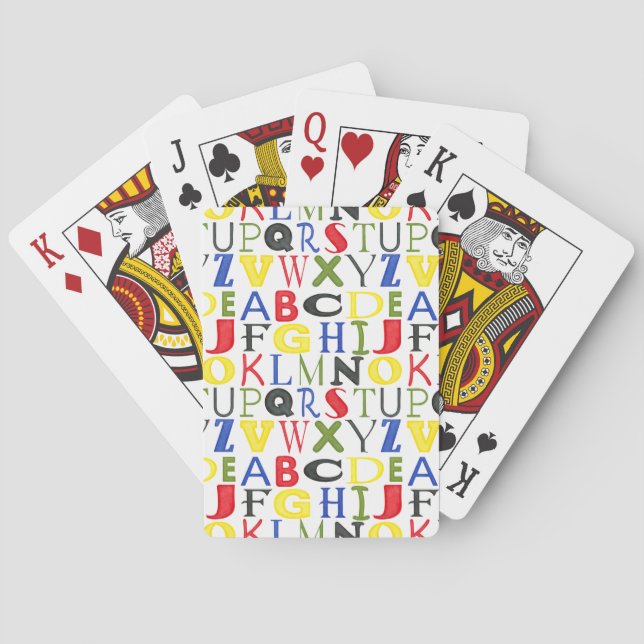 Brightly Coloured Letters by Megan Meagher Playing Cards (Back)