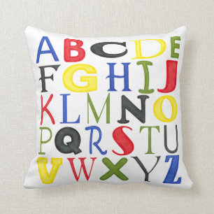 Brightly Coloured Letters by Megan Meagher Throw Pillow