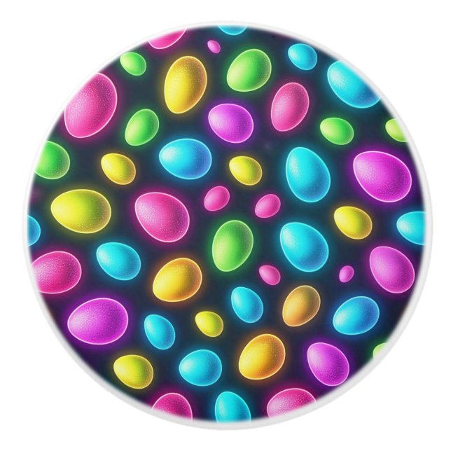 Brightly coloured/neon Easter Egg/Spring  Ceramic Knob (Front)