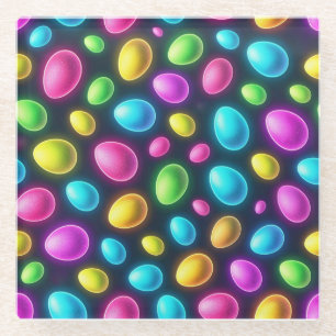 Brightly coloured/neon Easter Egg/Spring Glass Coaster