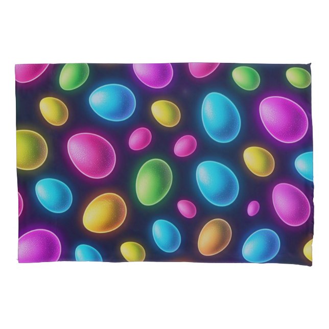 Brightly coloured/neon Easter Egg/Spring  Pillowcase (Front)