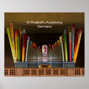 Brightly coloured organ pipes poster