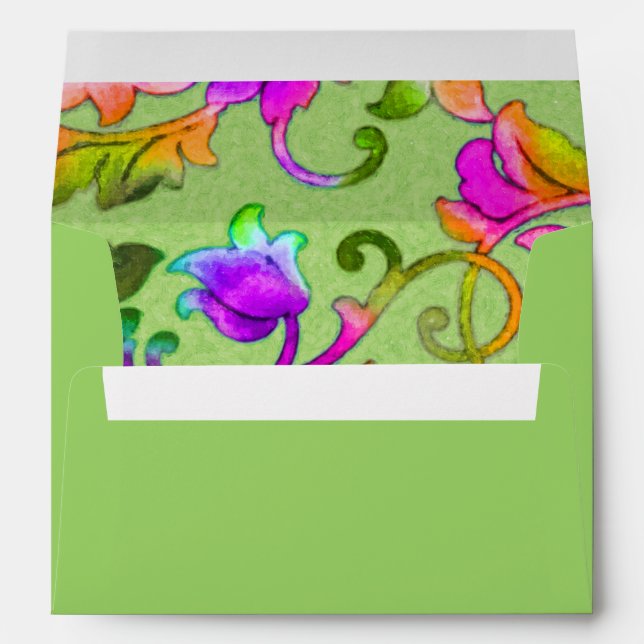 Brightly Coloured Painted Damask Envelope (Back (Bottom))