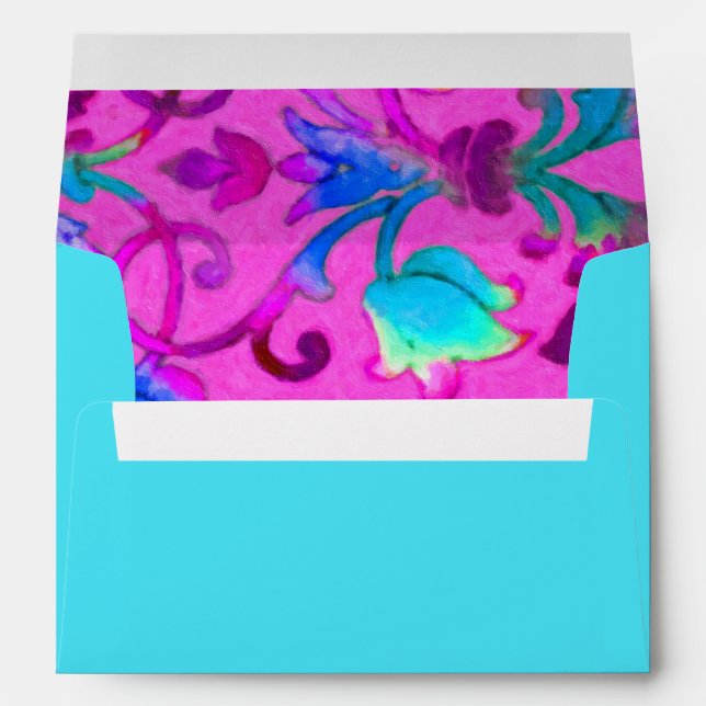 Brightly Coloured Painted Damask Envelope (Back (Bottom))