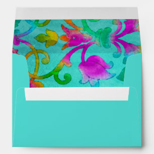 Brightly Coloured Painted Damask Envelope