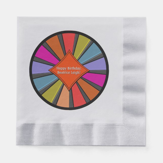 Brightly Coloured Personalized Circus Big Top Napkin (Front)