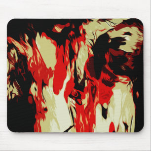 Brightly Coloured Red Yellow Black Abstract Patter Mouse Pad