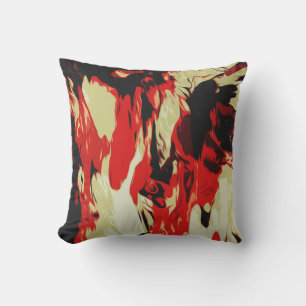Brightly Coloured Red Yellow Black Abstract Patter Throw Pillow