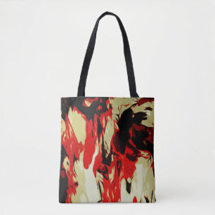 Brightly Coloured Red Yellow Black Abstract Patter Tote Bag