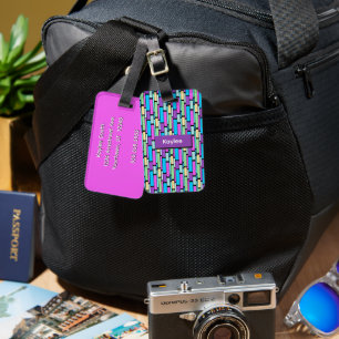Brightly Coloured Retro Blocks Luggage Tag