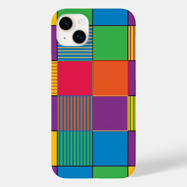 Brightly Coloured Squares, Stripes Case-Mate iPhone Case (Back)