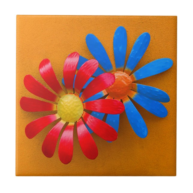 Brightly Coloured Sunflower Decoration Tile (Front)