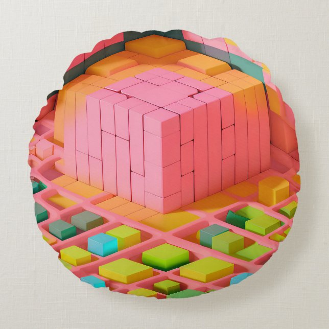 Brightly Coloured Sweetness Round Pillow (Front)