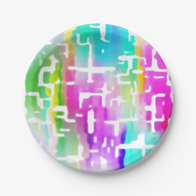 Brightly Coloured Unique Cool Paper Plate (Front)