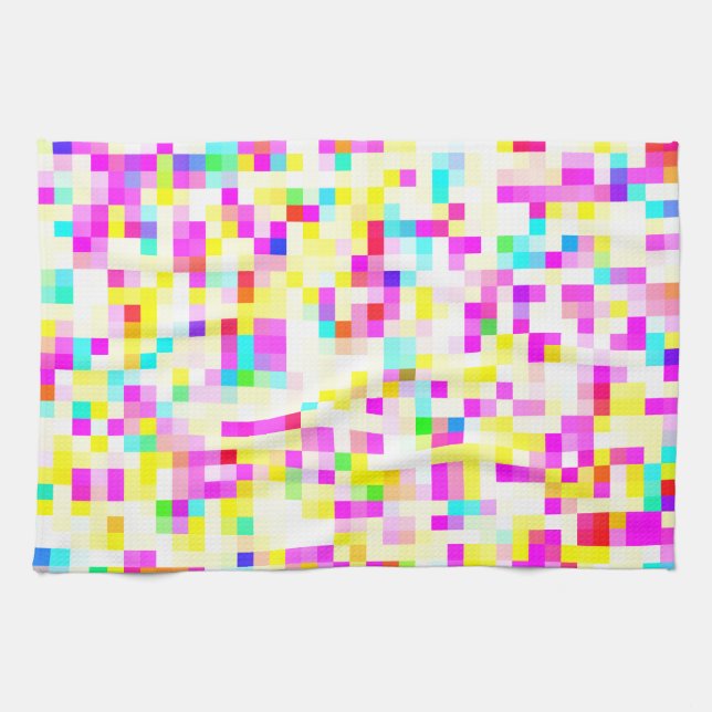 Brightly Colourful Multicolor Mosaic Pattern Kitchen Towel (Horizontal)