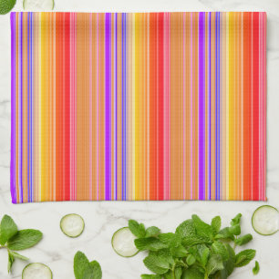 Brightly Multicolored Stripes Kitchen Towel