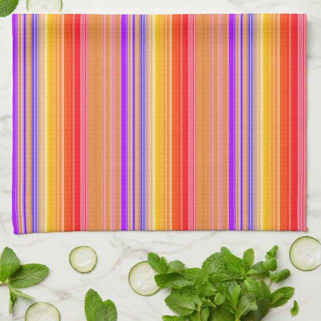 Brightly Multicolored Stripes Kitchen Towel (Folded)