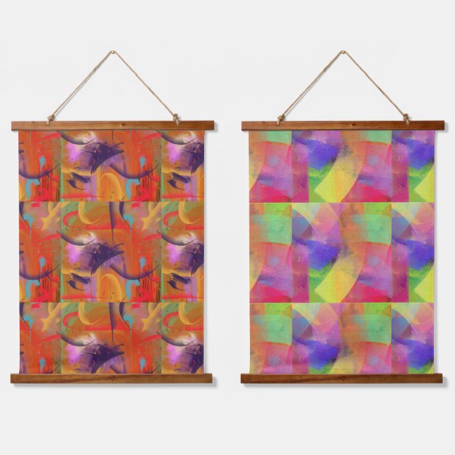 Brightly Painted Abstract Patterns Digital Art Hanging Tapestry (Double)