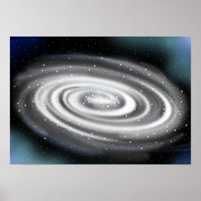 Brightly shining spiral galaxy poster (Front)