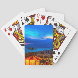 Brighton and Hove Beach & Sunset Digital Painting Playing Cards