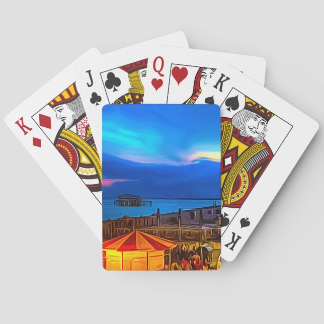 Brighton and Hove Beach & Sunset Digital Painting  Playing Cards (Back)