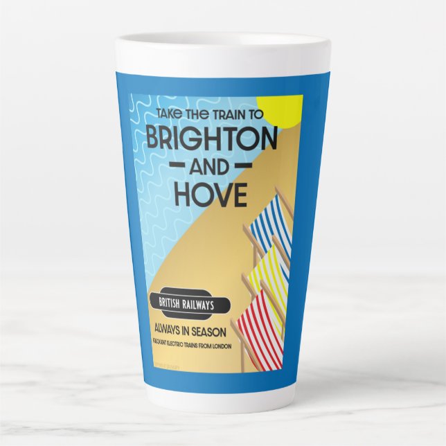 Brighton And Hove Train Travel Beach Art  Large Co Latte Mug (Front)