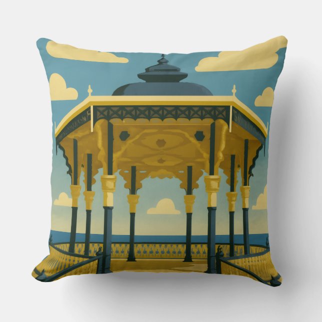 Brighton Bandstand – Coastal Architecture Art Throw Pillow (Front)