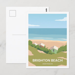 Brighton Beach Australia Travel Place Illustration Postcard
