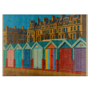 Brighton Beach Huts – Colourful Seaside Print Cutting Board
