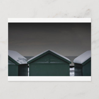 Brighton Beach huts snow Postcard