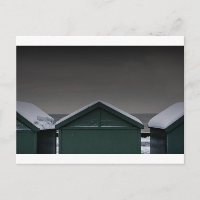 Brighton Beach huts snow Postcard (Front)