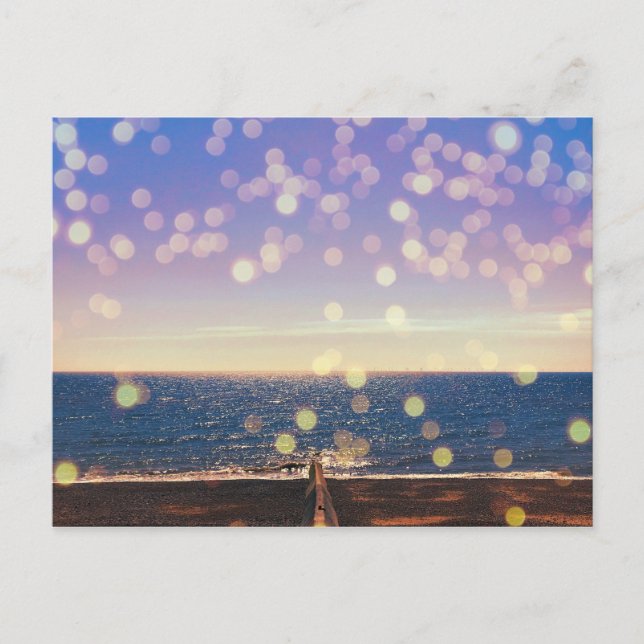 Brighton Beach with Glowing Lights Holiday Postcard (Front)