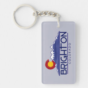 Brighton Colorado wood mountains keychain