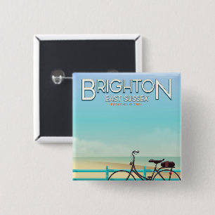 Brighton, East Sussex vintage travel poster. 2 Inch Square Button