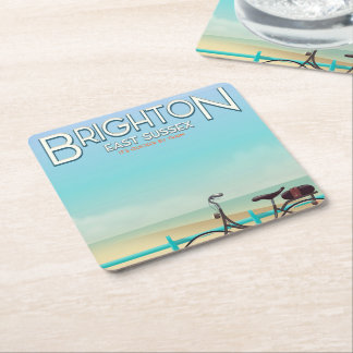 Brighton, East Sussex vintage travel poster. Square Paper Coaster