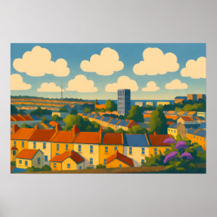 Brighton & Hove Rooftops – Whimsical Townscape Poster