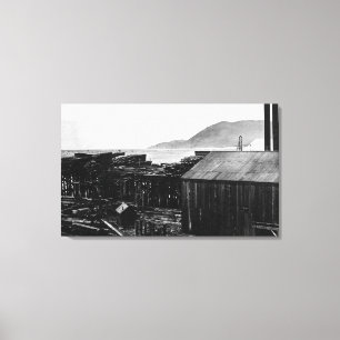 Brighton, Oregon Lumber Mills on Coast Photograp Canvas Print