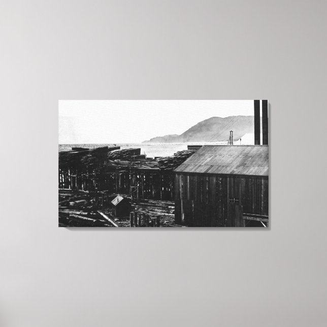 Brighton, Oregon Lumber Mills on Coast Photograp Canvas Print (Front)