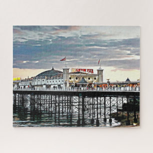 Brighton Pier & Cloudy Sky Digital Painting Jigsaw Puzzle