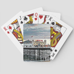 Brighton Pier & Cloudy Sky Digital Painting Playing Cards