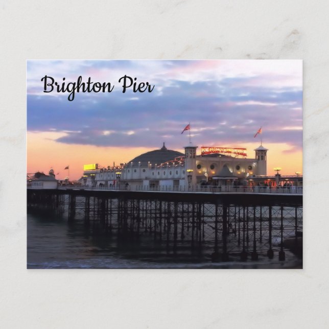 Brighton Pier in Evening Photo Postcard (Front)