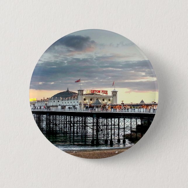 Brighton Pier Sunset 2 Inch Round Button (Front)