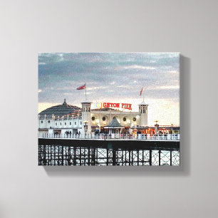 Brighton Pier Sunset Photo Canvas Print