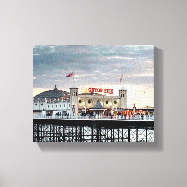 Brighton Pier Sunset Photo Canvas Print (Front)