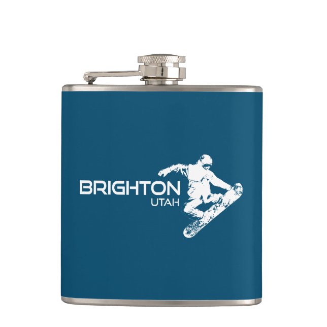 Brighton Resort Utah Snowboarder Hip Flask (Front)