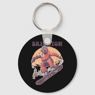 Brighton Utah Retro Snowboard Keychain